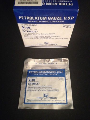 BOX OF 10 STERILE PRODUCTS Petrolatum Gauze Non-Adhering Dressing 3x18&#034; P-318