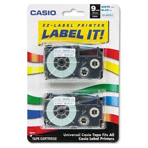 Casio XR-9WEB2S  3/8&#034; Blue/White Tape 2-Pack XR9WEB2S