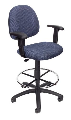 B1616 BOSS BLUE DELUXE POSTURE WITH FOOTRING &amp; ADJUSTABLE ARMS DRAFTING STOOL