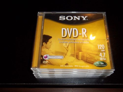 Sony DVD-R disks (new/blank) Lot of 5 with cases