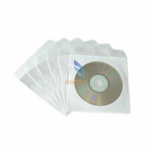 100pcs CD DVD Paper Sleeve Clear Window CDR Envelopes Flap Case Bag