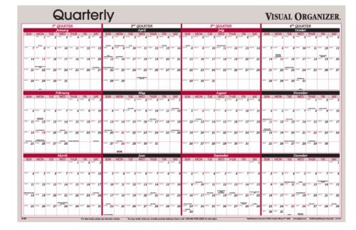 AT-A-GLANCE Vertical/Horizontal Erasable Quarterly Wall Planner, 24 x 36 A123-14