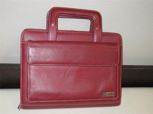 Franklin covey day one planner organizer retactable handles inserts red leather for sale
