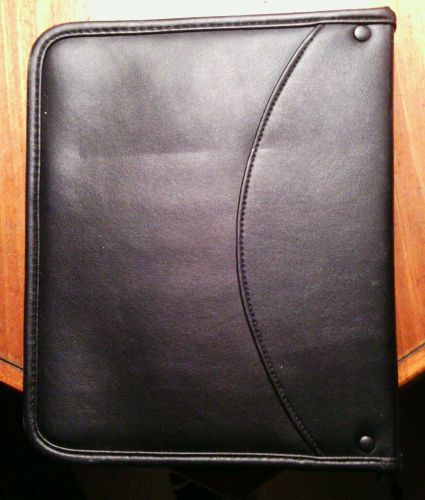 Black Faux Leather Organizer Planner 3 Ring and dvd holder  zipper
