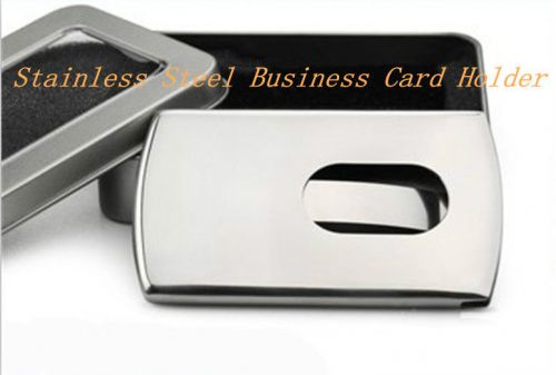 Stainless steel modern thumb slide out pocket business credit card holder case for sale