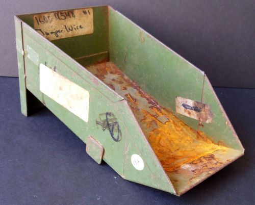 Vintage small metal hardware parts bin desk organizer green for sale