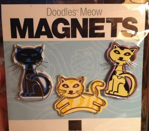 NIB Doodles Meow Wire Sculptured Cat Magnets, Set of 3  by Design Ideas