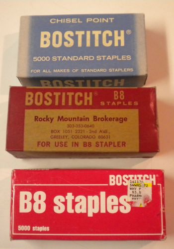3 Boxes of  Bostitch Staples, 1/4 in., B8 Staples &amp; Chisel Pt. Staples