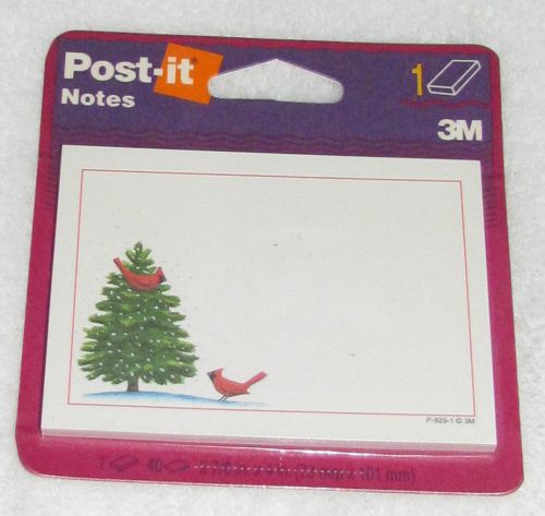 New! 1996 3m post-it notes christmas tree with red cardinals 2-7/8&#034; x 2-7/8&#034; usa for sale
