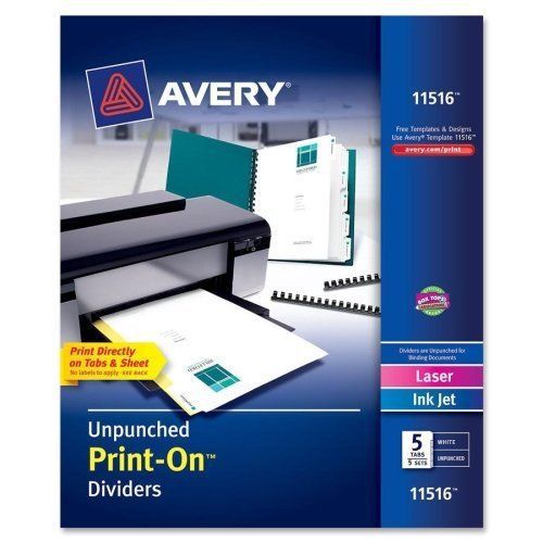 Avery Customizable Unpunched Print-on Dividers - 5 X Divider - (ave11516)