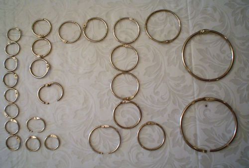 26 Metal Book Rings-Used Condition From 3&#034; to 3/4&#034; Inside Diameter