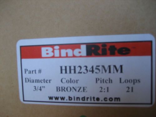 Box of 80 Bindrite Binding and Laminating 3/4&#034; Bronze 2:1 21 Loop Ring Wire