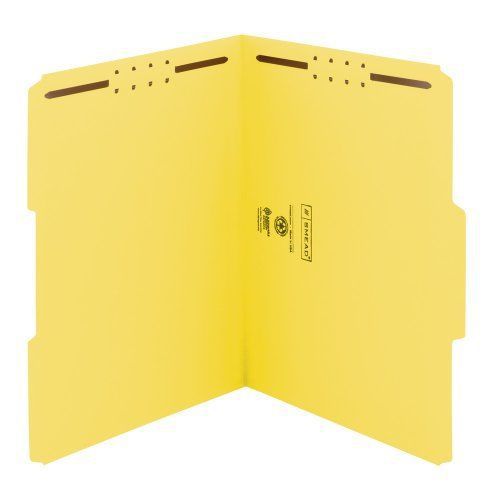 Smead 12941 yellow 100% recycled colored fastener file folders - (smd12941) for sale