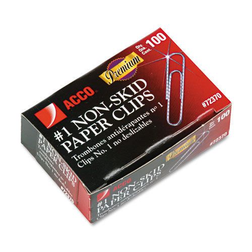 Nonskid Premium Paper Clips, Wire, No. 1, Silver, 100/Box, 10 Boxes/Pack