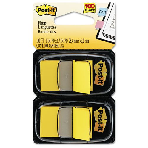 Post-it Flags Standard Tape Flags in Dispenser YLW 100 Flags/Disp. 6 PKS of 100