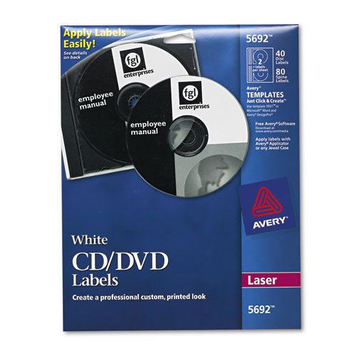 40 Avery Laser CD/DVD Labels Matte White