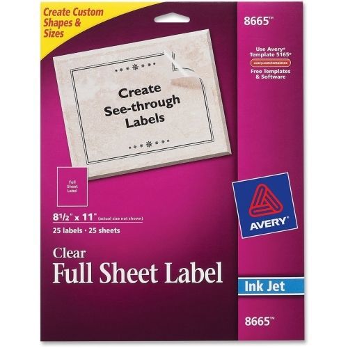 Avery Easy Peel Mailing Labels -8.5&#034;Wx11&#034;L- 25/Pk - Inkjet - Clear