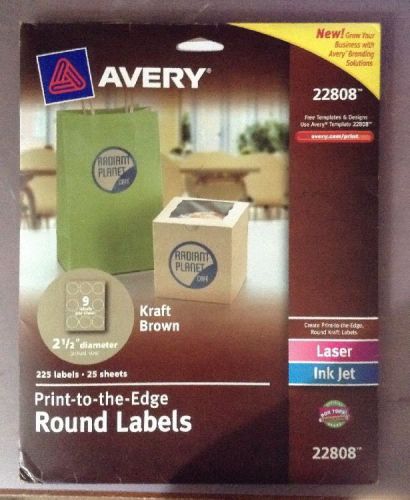 Avery 22808 Easy Peel Print-to-the-Edge Label, 2.5&#034; Circle, Brown Kraft, 225/PK