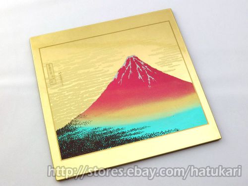 Japanese lacquer mouse pad with gold leaf / akafuji, mt. fuji for sale