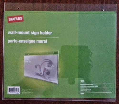 Staples Wall Mount Sign Holder - Horizontal Use - 8.5&#034; x 11&#034; - NIP - #16650