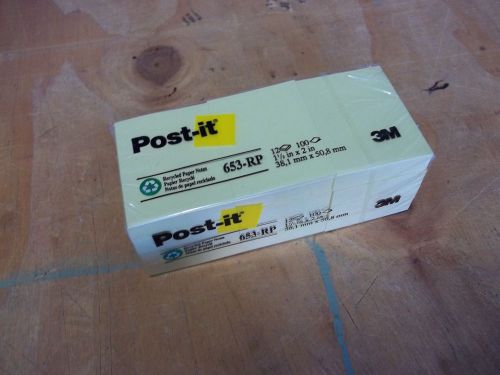 Lot of (3) 653-RP 1-1/2”x2” 3M Post It notes canary yellow 1200/package NIP
