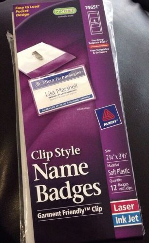 AVERY Clip Style Name Badges #74651  NEW 6 Badges