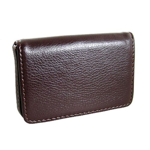 Magnetic Flip Leather Business Credit Card Case Holder Brown