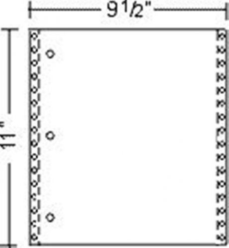 WLL 951037 Computer Paper - 9-1/2&#039;&#039; x 11&#039;&#039; - Blank, 3 Hole Punch - single part,