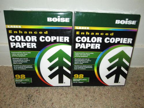 Boise Laser Enhanced Color Copier Paper 98 Bright 28 lb 2 Reams 1000 Sheets.