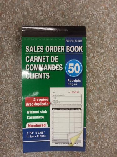 Sales Order Book / Receipts 50 Duplicate 2 copy Carbonless no stub 3.34&#034; x 6.65&#034;