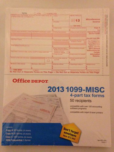 Office Depot Brand 4-Part 1099 Misc. Tax Forms New &amp; Sealed Pack Of 50