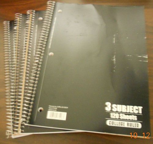 Norcom 3 subject 120 sheets wide ruled spiral notebook lot 4 black school/work