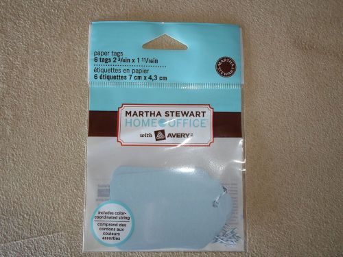 6 Blue Martha Stewart Home Office Paper Tags, 2 3/4&#034; X 1 11/16&#034;~NEW IN PACKAGE!!