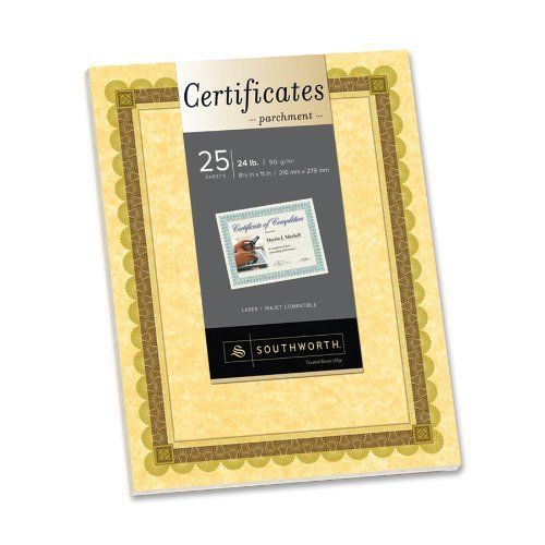NEW Southworth Gold Parchment Certificates  Gold and Brown Ink  25 Count (CT4R)
