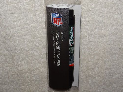 Nfl miami dolphins football soft grip ink pen 1 pack lot set of 3 new! for sale