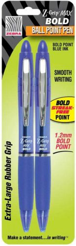 Zebra Z-Grip Max Bold Retractable Ballpoint 1.2mm 2 Count Blue