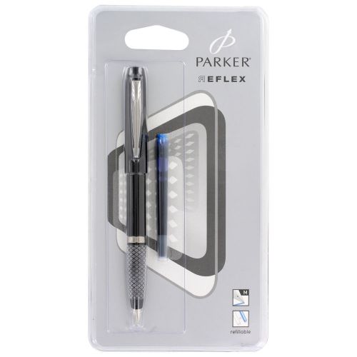 Parker Reflex Black Fountain Pen - Medium Nib