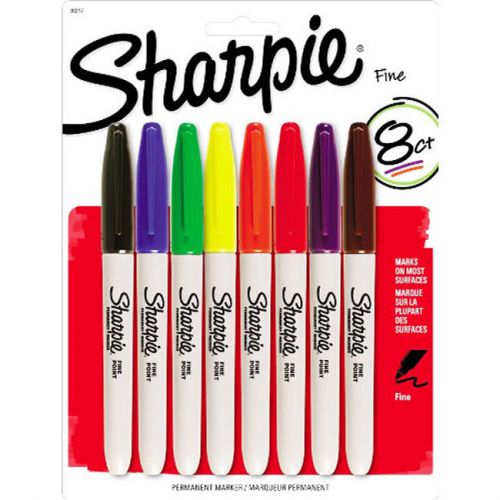 Sharpie Permanent Colored Marker Fine Tip 8 Pack NEW!