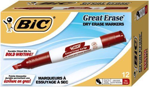 Bic Great Erase Whiteboard Marker - Chisel Marker Point Style - Red (gdem11rd)
