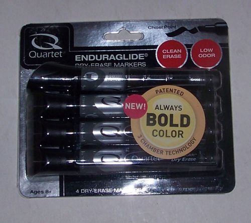 Quartet Liquid Ink Black Dry-Erase Markers Pack of 4 Enduraglide Chisel Tipped