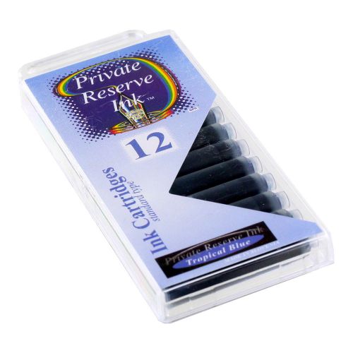 Private Reserve Ink Short International Ink Cartridges Pack of 12  Tropical Blue