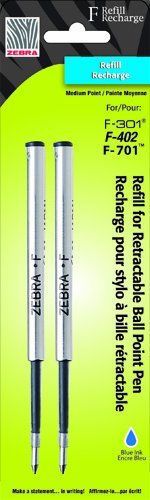 Zebra Pen F-series Pen Refill - Medium Point - Blue - 2 / Pack (85422)