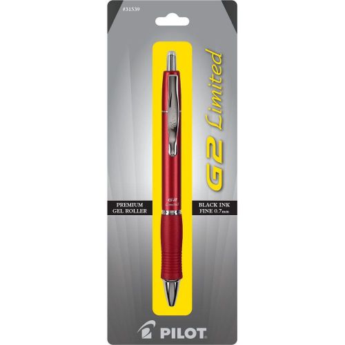Pilot G2 Limited Retractable Gel Ink Pen, 0.7mm, Fine Point, Red Barrel (31539)