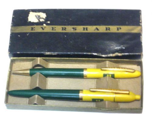 Vintage eversharp j l steel ballpoint pen &amp; mechanical pencil award set 1957 for sale