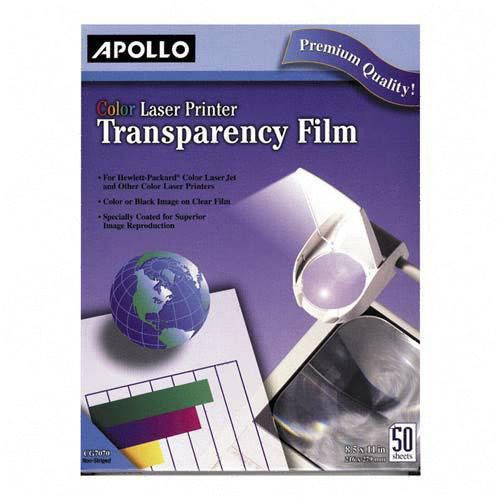 Apollo CG7070 Color Laser Printer/Copier Transparency Film. Sold as Box of 50