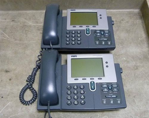 Lot of 2 cisco cp-7940g ip voip 7940 series business phone w/ handset &amp; stand for sale
