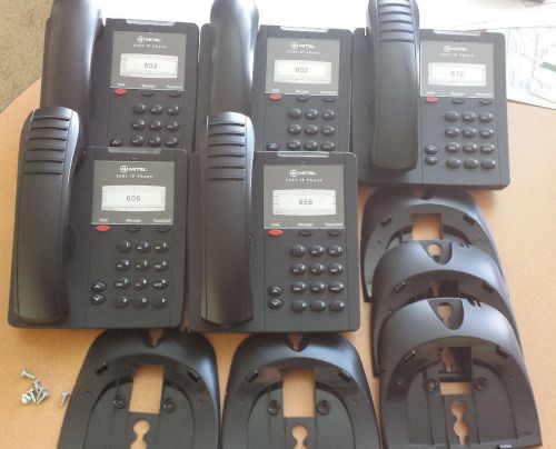 Lot of 5 mitel 5201 non-display corded phones complete with bases and handsets