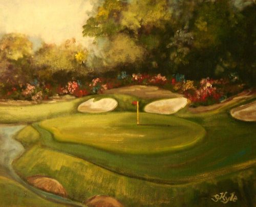 Augusta  Golf landscape oil painting, original art