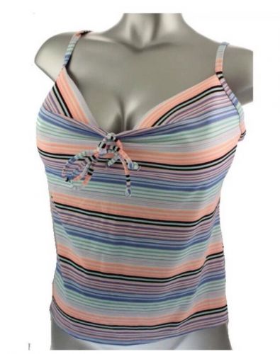 Victoria&#039;s Secret TANKINI TOP 36DD ~Periwinkle/Coral Striped~very sexy swimsuit!