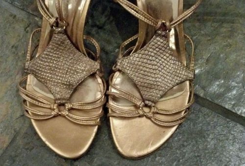 Carlos santana gold/bronze metallic gladiator strappy sandals/heels 10m shoes for sale